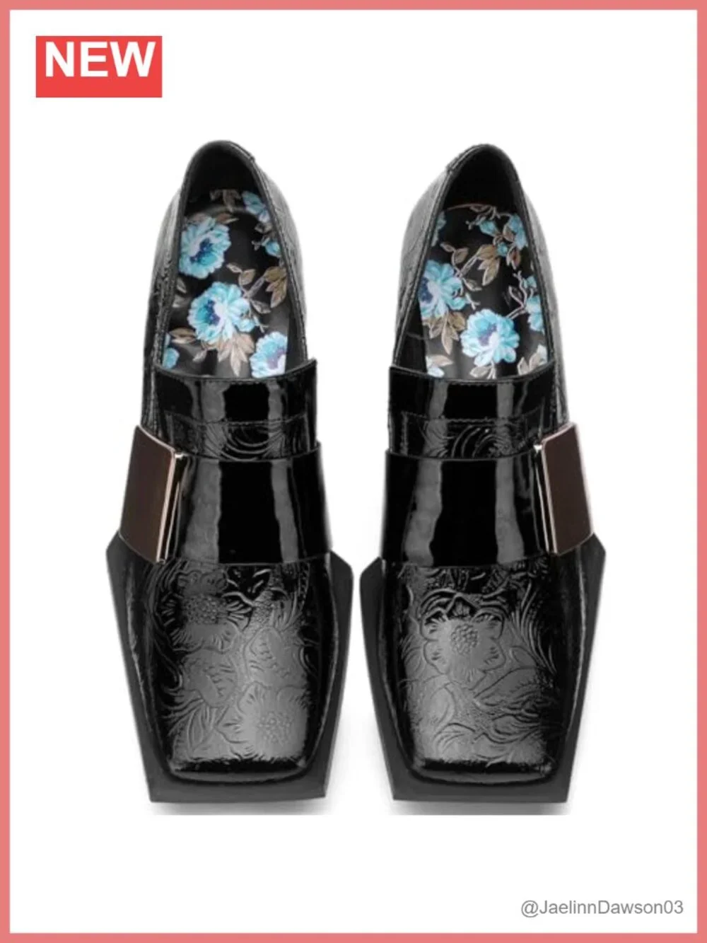 Patent Leather Square Toe Chunky Block Heel Loafers Slip On Dressy Comfortable